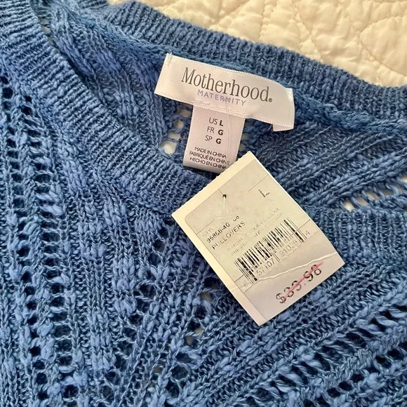 NWT Motherhood Blue Open-Weave Knit Sweater - Picture 4 of 9